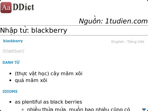 DDict 3 - Từ điển Ddict - nhỏ gọn và đa năng cho BlackBerry