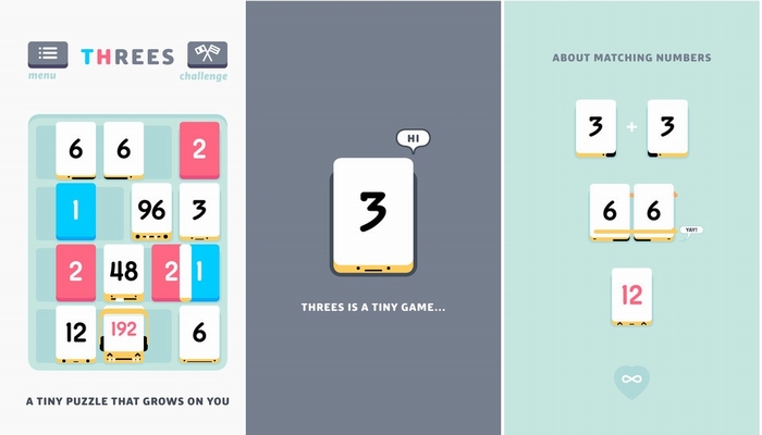 Threes cho ios 1a - Threes! - game logic hay nhất 2014 cho Iphone và Ipad